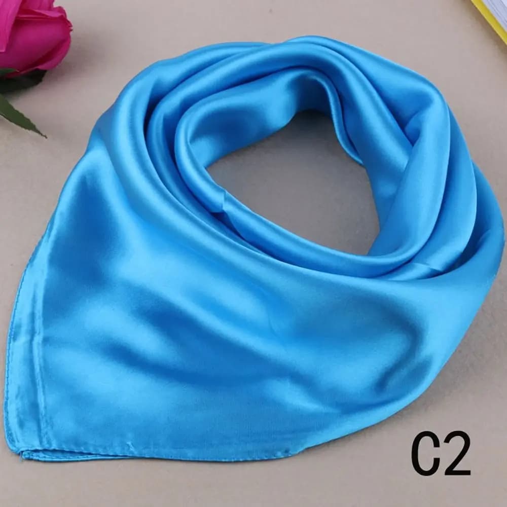 Lussuosa Sciarpa in Seta 60*60cm, Tinta Unita, Imitazione Seta, Foulard Quadrato in Raso per Donna