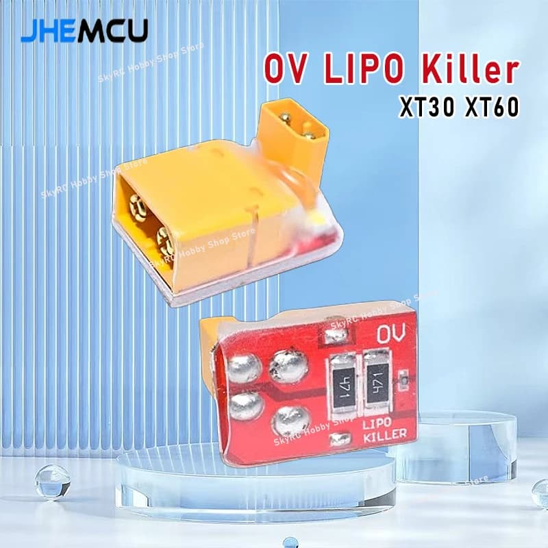 JHEMCU OV LiPo Killer Discharger, XT30/XT60 Male Plug, 1S-6S, LED Indicator, for FPV Drone RC Car Boat Battery Disposal