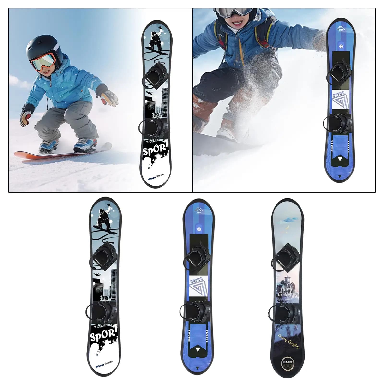 Snowboard per Bambini 128cm Antiscivolo con Attacco Regolabile per Attrezzatura Invernale da Esterno