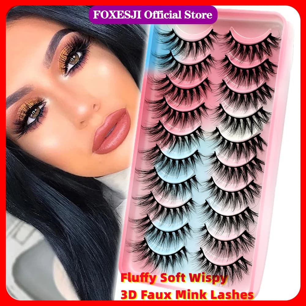 FOXESJI trucco ciglia finte finte Wispy Soft Full 3D Faux Mink Lashes Fluffy riutilizzabile Lash Extension Faux Cils ciglia naturali