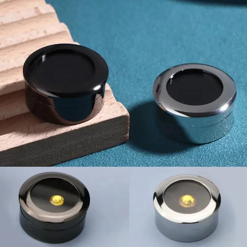 ● Round Diamond Display Box Stone Gem Storage Case Store Show Gemstone Organizer Silver Metal Diamond Gift Packaging Box