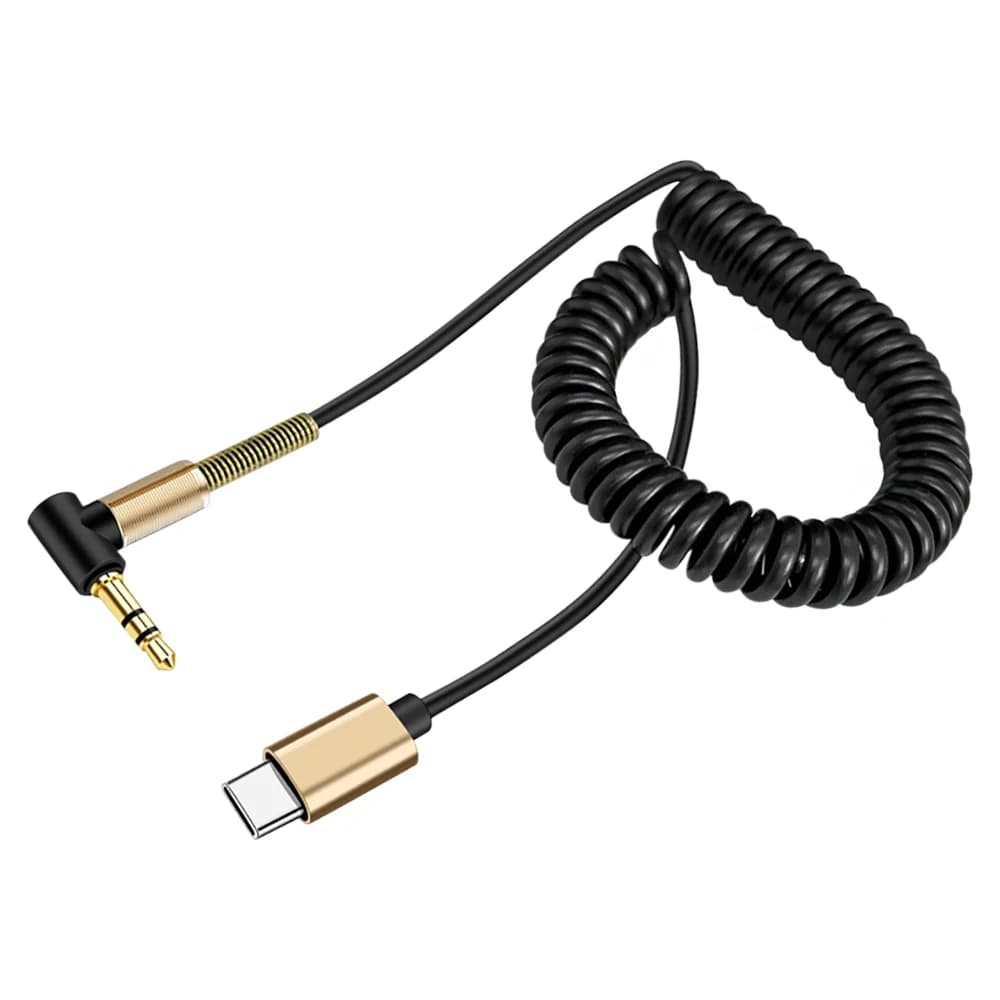 Cavo audio retrattile con molla a gomito da USB C a 3,5 mm da tipo C a 3,5 mm maschio a maschio Cavo per altoparlante Aux Cavo stereo retrattile per auto
