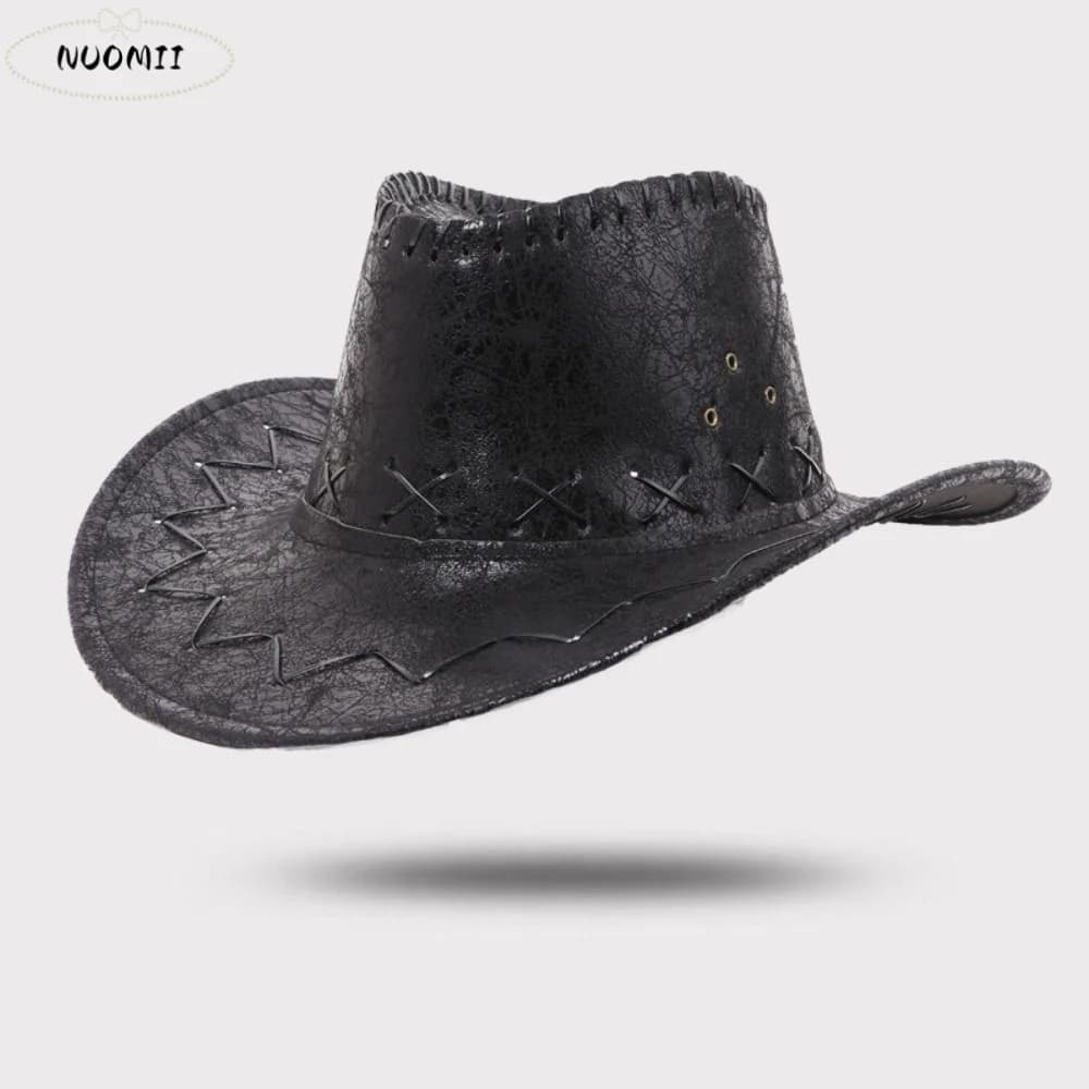 Cappello da Cowboy in Pelle PU, Cappello da Cavaliere, Cappello da Spiaggia, Cappello Estivo, Cappello da Arrampicata, Cappello con Protezione Solare per Donna