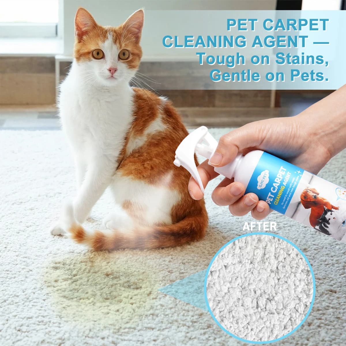 Pet Carpet Cleaner Enzymatic Urine Stain Odor Eliminator for Dogs Cats Rug Upholstery Fabric Deep Cleaning Spray Non-Toxic