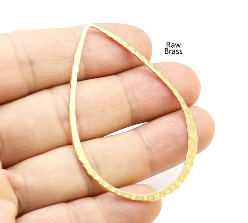 Ciondolo a goccia martellato da 10 pezzi, connettore in ottone, creazione di gioielli, accessori per orecchini, pendente per collana, 60x41,3 mm -R2896