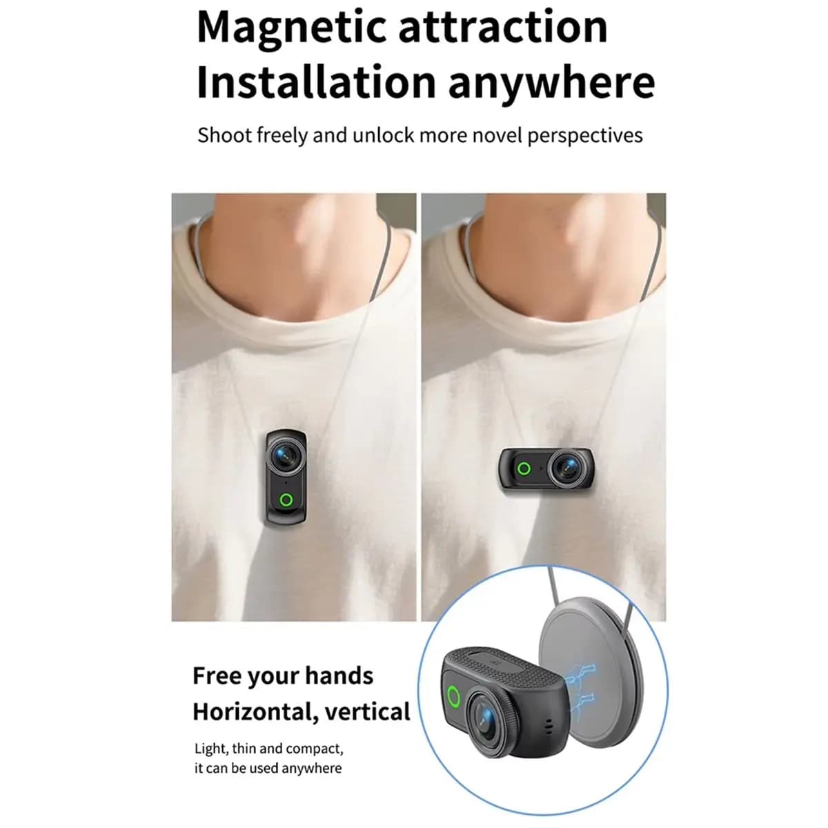 (BOFF) Action Camera Ultra HD con Schermo Ribaltabile, Registrazione VLOG, Stabilizzazione dell'Immagine, Obiettivo Grandangolare, Telecamera per Ciclismo, Nera