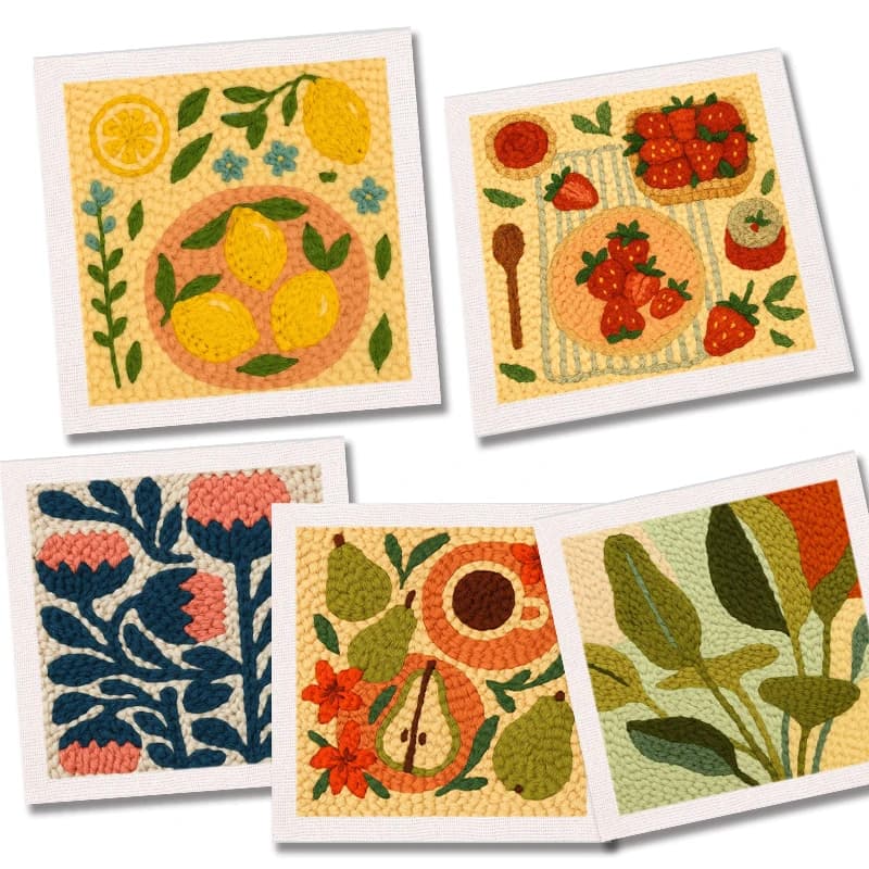 SDOYUNO Sunny Lemons Punch Needle Kits With Frame Crafts Diy Kits Fruit Tufting Magic Punch Needle Embroidery Kits Art Work Deco