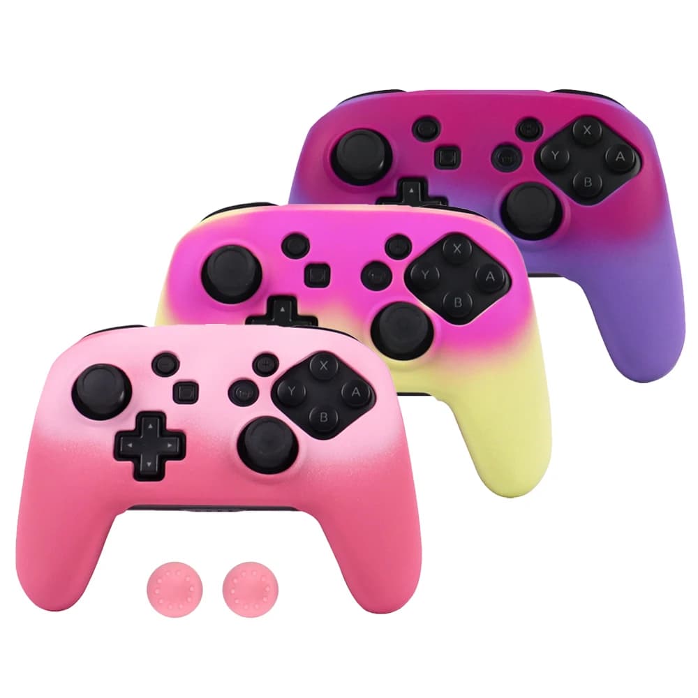 Compatibile con la copertura del controller di gioco Switch pro Custodie in silicone sfumate resistenti all'usura antigraffio con cappucci per joystick Accessorio