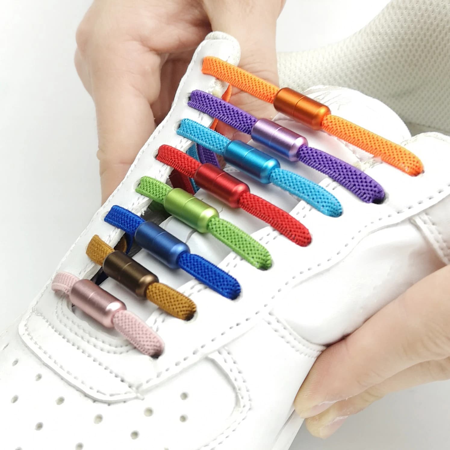 1Pair/3Pair Quick Lock Elastic Shoelaces No Tie Stretch Shoe Laces with Metal Buckle for Running Sneakers