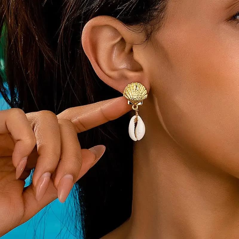 Hot Sale Boho Coastal Starfish Shell Drop Earrings Women Summer Beach Conch Pearl Dangle Ear Jewelry For Holiday Vacation