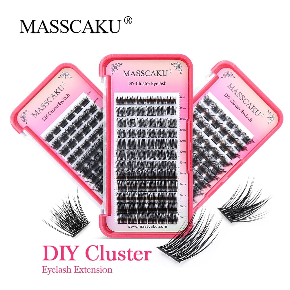 MASSCAKU Cluster Eyelash Extensions 72 Prefabricated Wind Volumes Russian Eyelash Extension of fake lashes segmented to tail of fai-da-te swallows