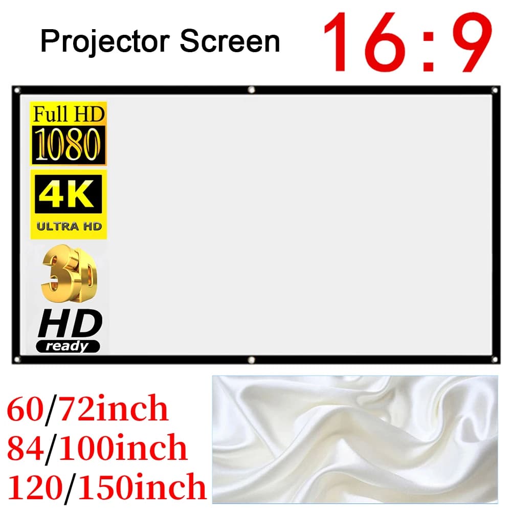 Semplice tenda per proiettore Home Set teatro ufficio 16:9 schermo di proiezione con Display HD per accessori per la camera da letto della casa