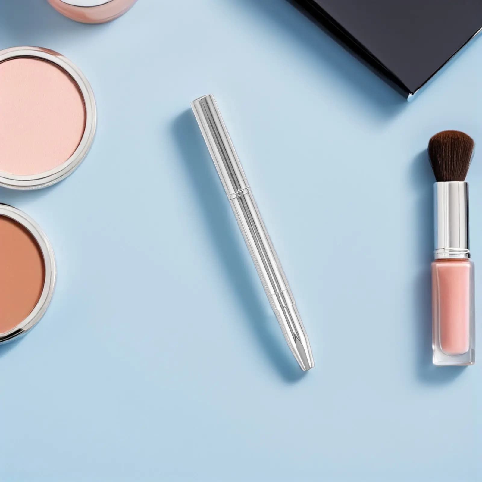 2Pcs Retractable Double Ended Lip Brush with Cap Metal Portable Lipstick Lipliner Makeup Tool Travel Lip Brush Precision