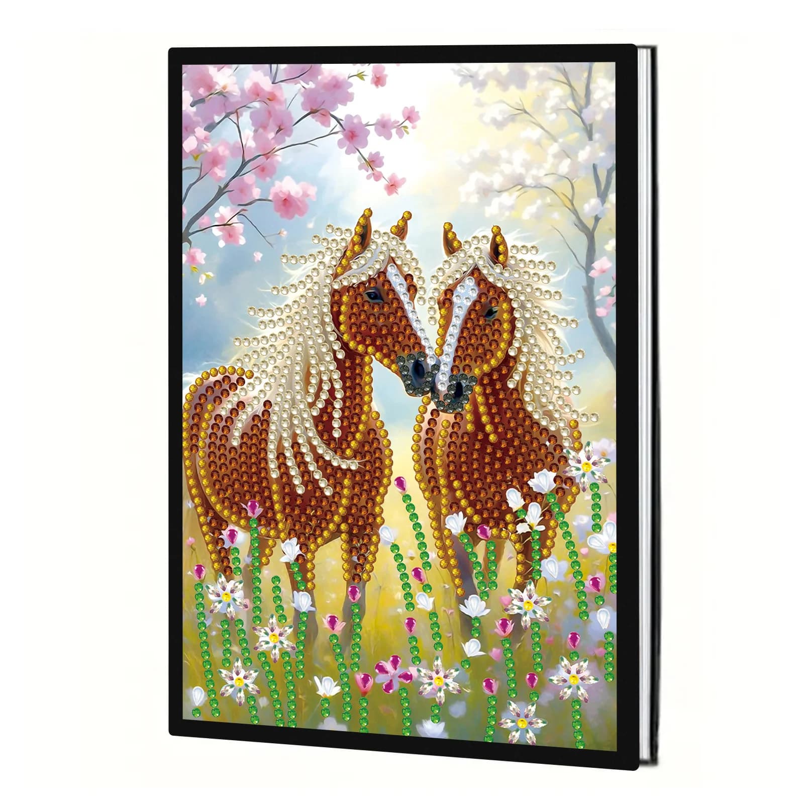 Kit di quaderni con pittura artistica con diamanti per adulti, quaderno con pony a forma speciale, punti artistici con diamanti per regalo artistico creativo per ufficio