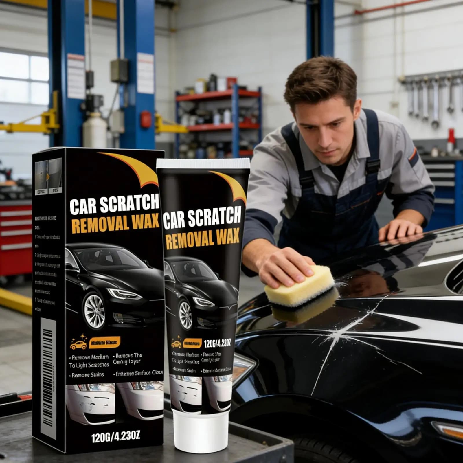 Cera per Rimozione Graffi Auto, Pasta Riparatrice Multiuso a Lunga Durata, Crema Anti-Graffio per Vernice Auto
