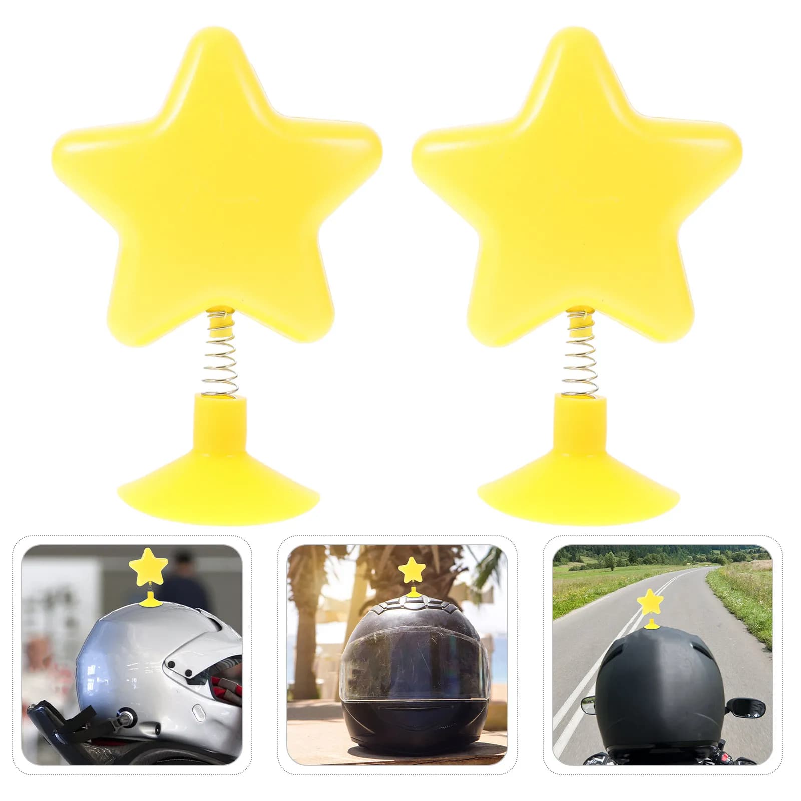 Set di 8 Accessori Decorativi a Stella Gialla con Molla per Caschi di Moto, Bici e Snowboard