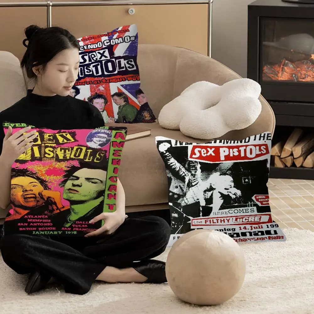 Six P-Pistols Band Pillow Cushion Cover Pillowcase Living Room Sofa Home Decor Customized