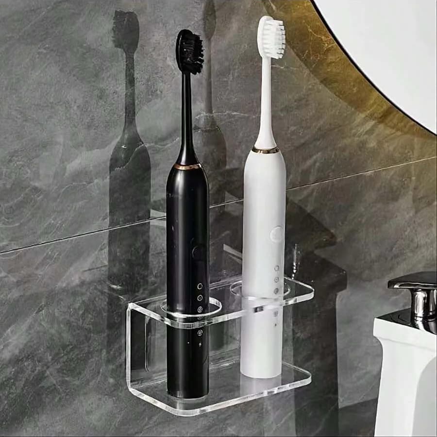Supporto da parete per spazzolino elettrico da bagno, portaoggetti in acrilico per articoli da toeletta, senza foratura