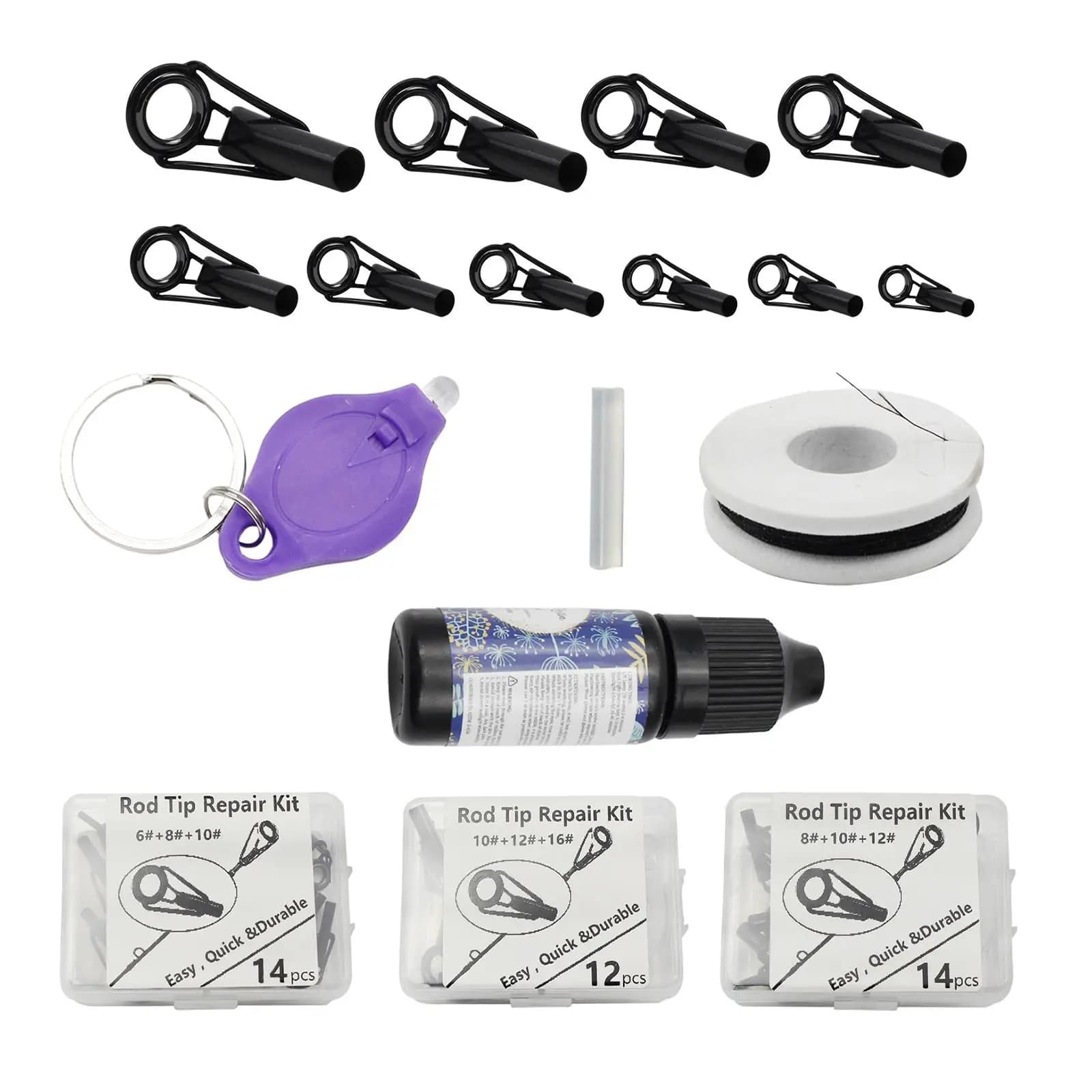 Fishing Rod Tip Repair Kit Convenient Fishing Rings Repair Tool for Freshwater Saltwater Rods and Accessories
