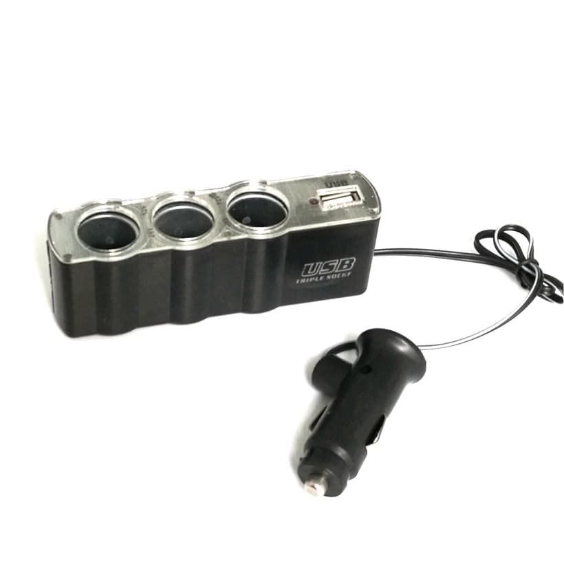 3 Way USB 12V DC Charger Adapter for unusual auto cigarette lighters