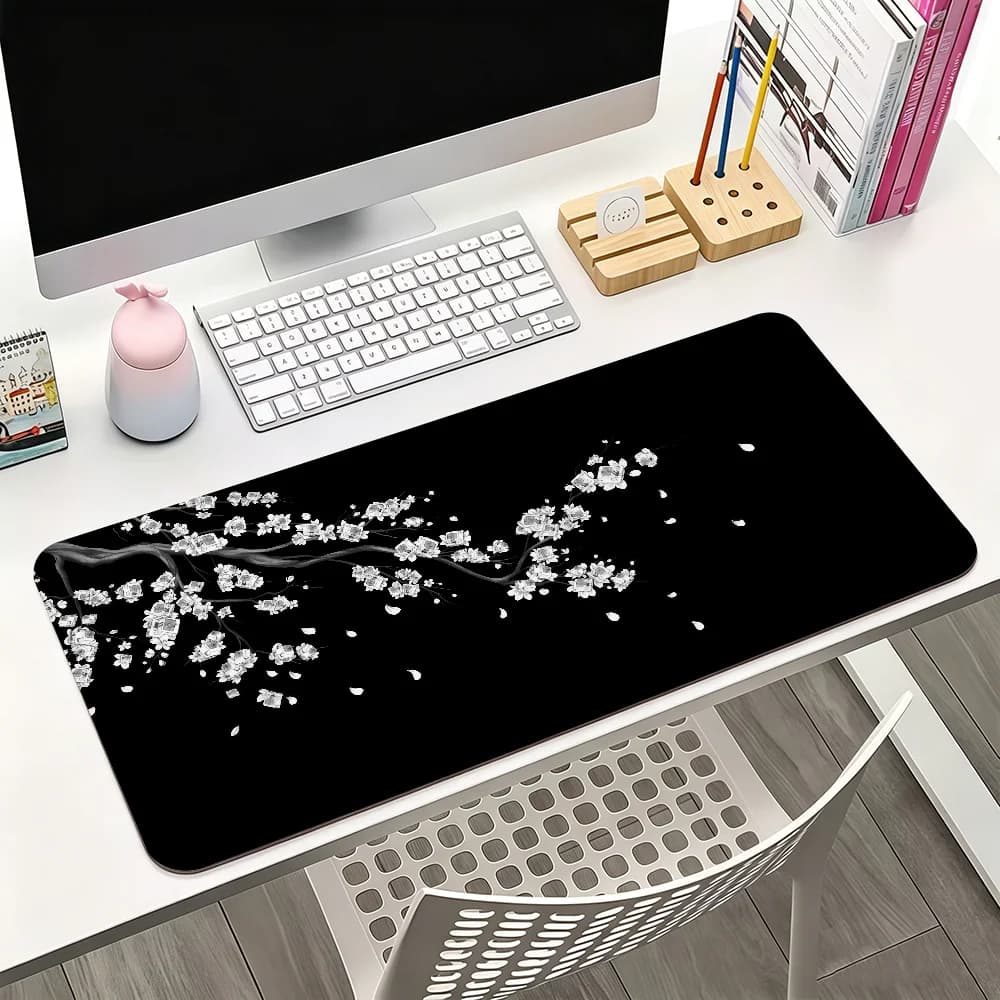 Cherry Blossoms in Japan Elegant Pink Mouse Pad For Office Gaming And Keyboards Non-Slip Large Waterproof