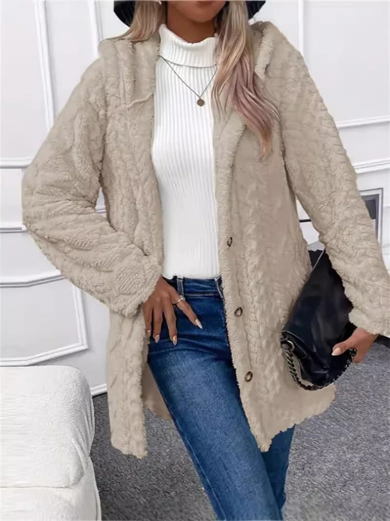 Felpa con Cappuccio Lussuosa e Isolante, Stile Streetwear, Texture Diamantata, Oversize, Comoda, Cardigan con Bottoni