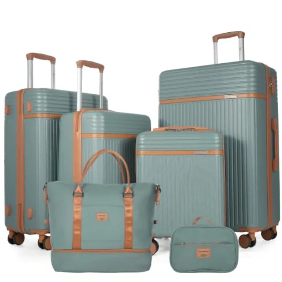6-Piece ABS+PC Hardside Luggage Set with Spinner Wheels