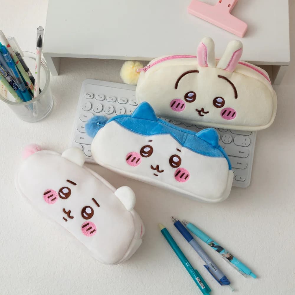 Anime Stationery Pouch, Cute animal storage bag Plush Pencil Case, Large Capacity Soft Pen Bag for School Students Girls