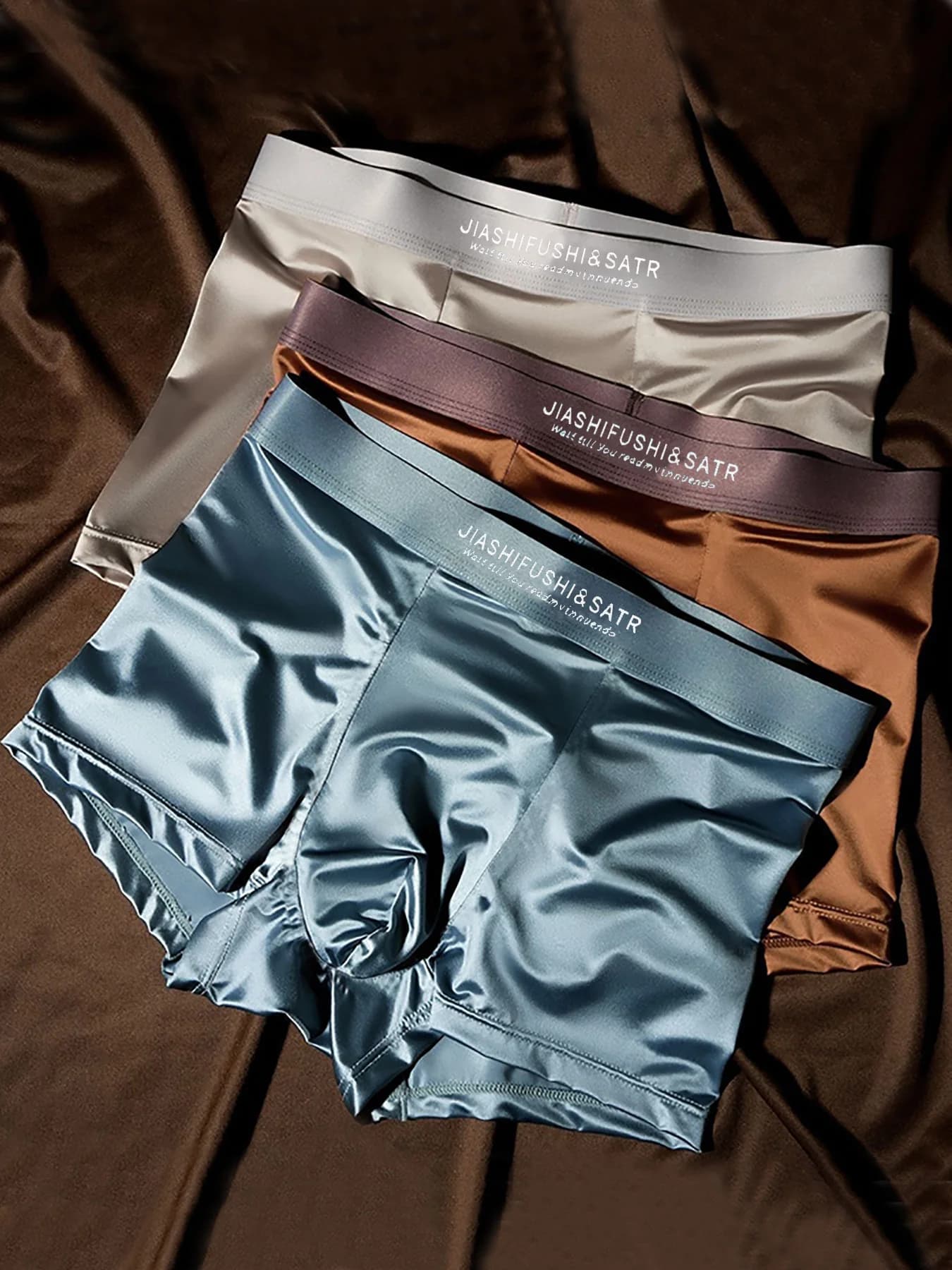 3 pezzi di biancheria intima estiva da uomo in seta ghiacciata: pantaloni a quattro angoli in raso leggero, morbidi, lisci, comodi e traspiranti