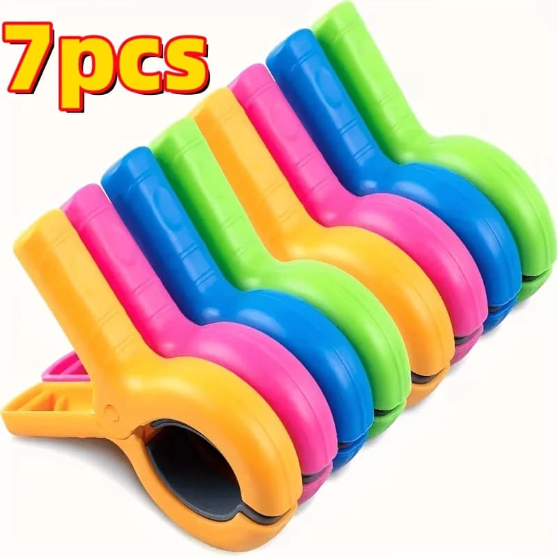 Set di 7 Clip Extra Grandi Antivento per Teli da Spiaggia, Clip Antiscivolo per Sedie a Sdraio, Clip per Piscina, Crociere, Campeggio, Viaggi e Vestiti