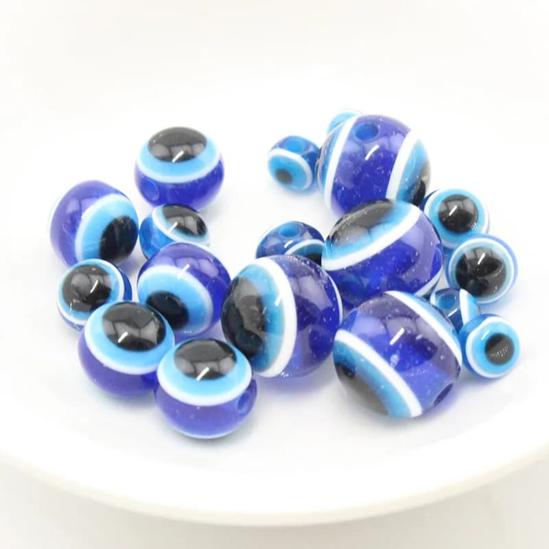 Economico 100 Pz/pacco Evil Eyes Perline Per La Produzione di Gioielli In Resina Blu Scuro Perline Rotonde Per Il Braccialetto FAI DA TE Collana Orecchini Cavigliera
