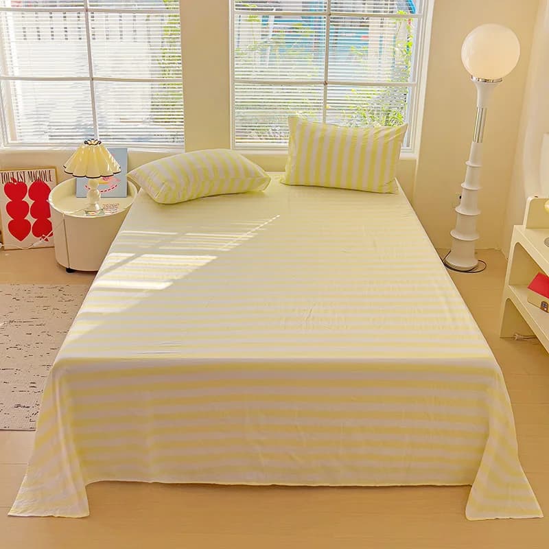 "Washed Cotton Solid Color Bed Sheet High Quality Twin Double Queen King Bed Cover Sheets Pure Cotton Single Size Kids Bed Linen