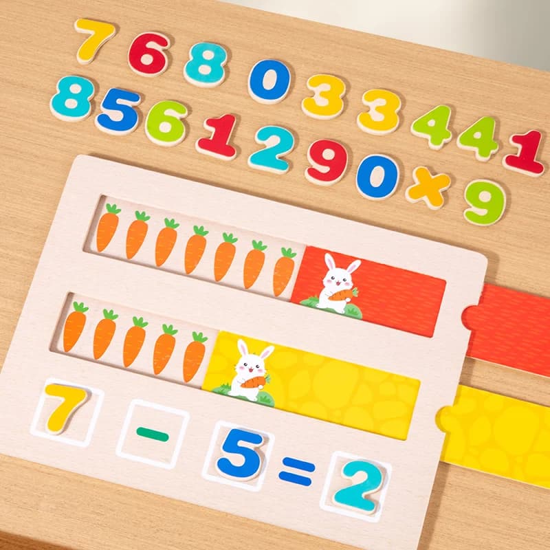 Montessori Addizione e sottrazione dei numeri Giocattoli matematici per i più piccoli Giocattoli da tavolo per l'apprendimento della cognizione dei colori Gioco di conteggio in legno