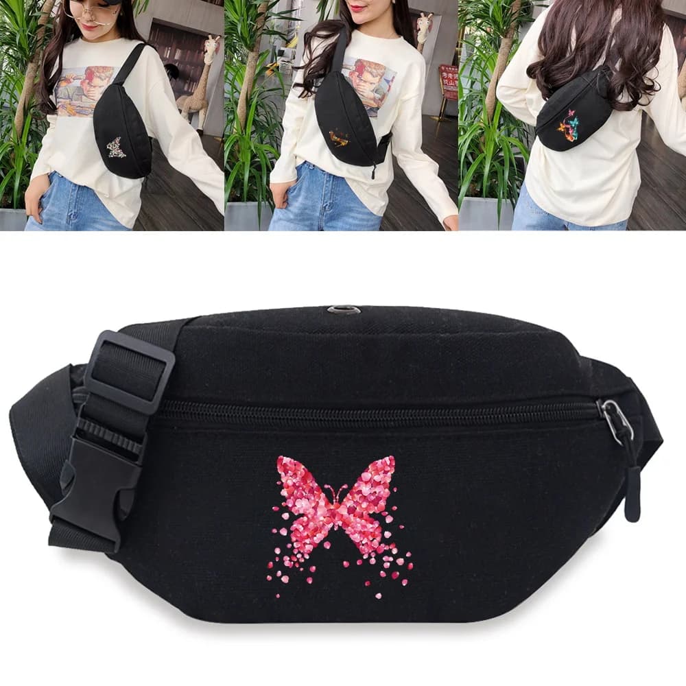 Marsupio da donna Banana Fanny Pack Farfalla Stampa Marsupi Telefono da viaggio Porta carte di denaro Borsa a tracolla sul petto Zaino per anca