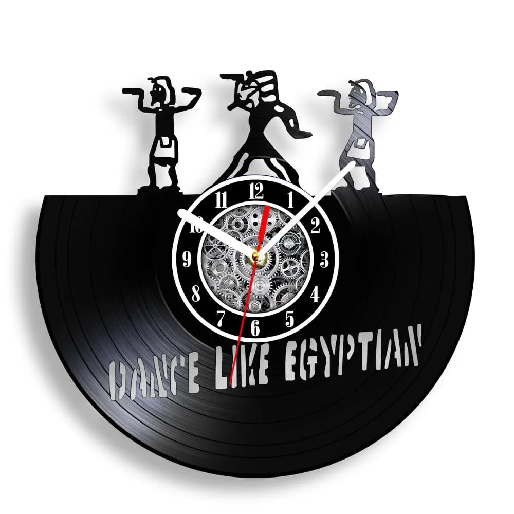 Dance Like Egyptian Retro Music Album Laser Cut Longplay Wall Clock For Music Studio Handicraft Art Carved Vinyl Record Clock
