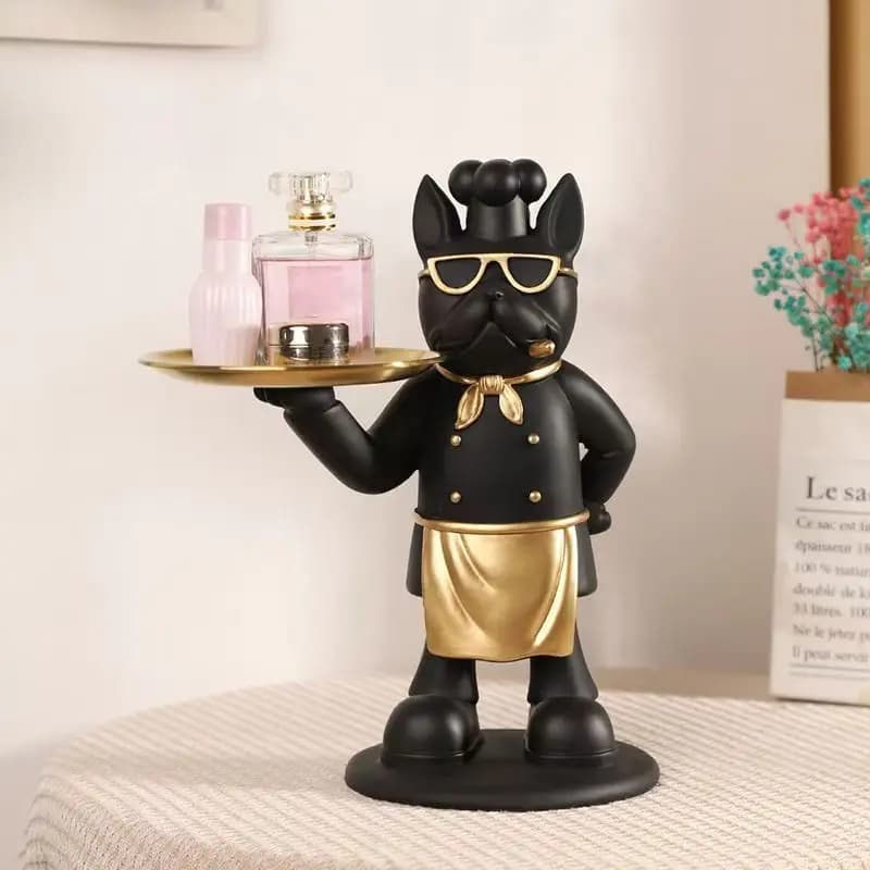 Vassoio per statua da chef pirata in resina Chiave telecomandata Supporto da ingresso moderno per caramelle Decorazioni per la casa Tavolo da pranzo artistico Decorazioni per scrivania da ufficio