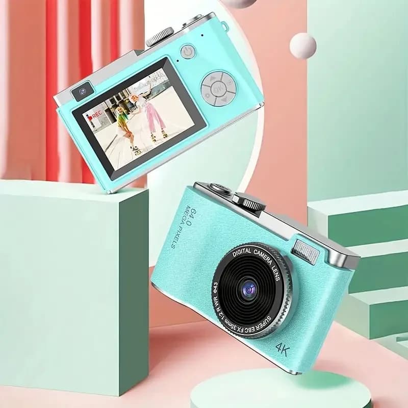 W & O LK003 Mini fotocamera digitale 4K 48MP Child Point and Shoot telecamere Vlogging fotocamera Cinema Vintage con scheda SD da 64GB