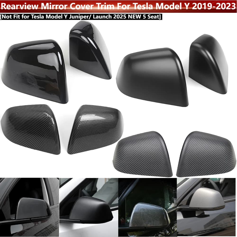 2Pcs/set Car Side Door Rearview Mirror Cover Trim For Tesla Model Y 2019-2024