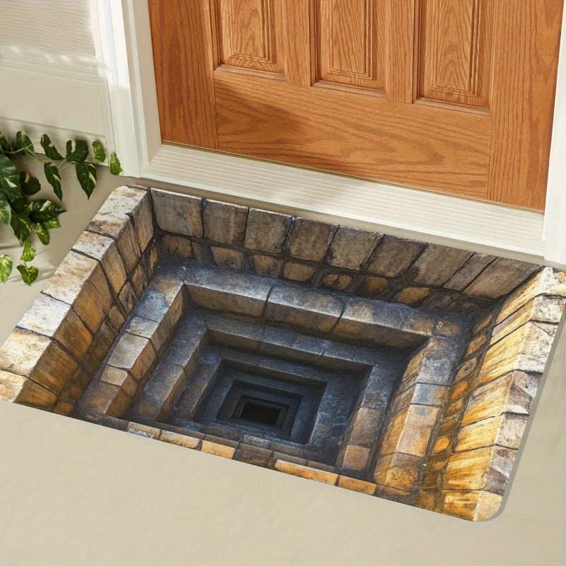 Tappetino per porta illusione ottica 3D antiscivolo lavabile in lavatrice adatto per ingresso porta d'ingresso bagno camera da letto2DF decorazione domestica piatta
