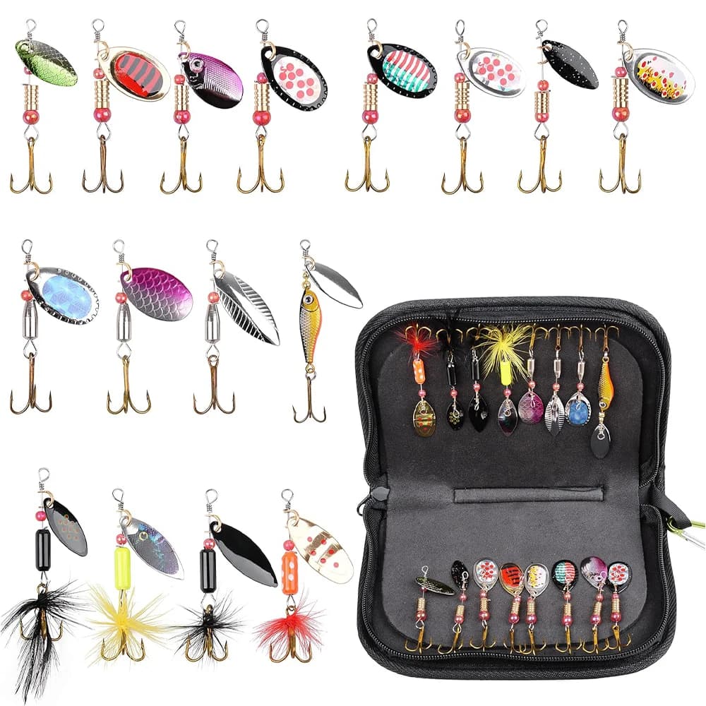 5/10/16 pezzi spinner esche da pesca spinner esca cucchiaio esche con piume ami tripli per luccio trota salmone spigola spinner richiamo
