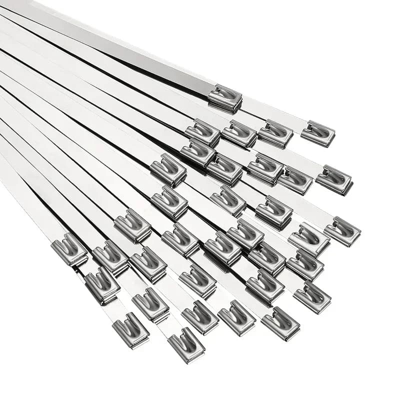 100Pcs 304#Stainless Steel Cable Ties Heavy Duty Self-Locking Cable Zip Tie Multi-Purpose Metal Exhaust Wrap Locking Ties