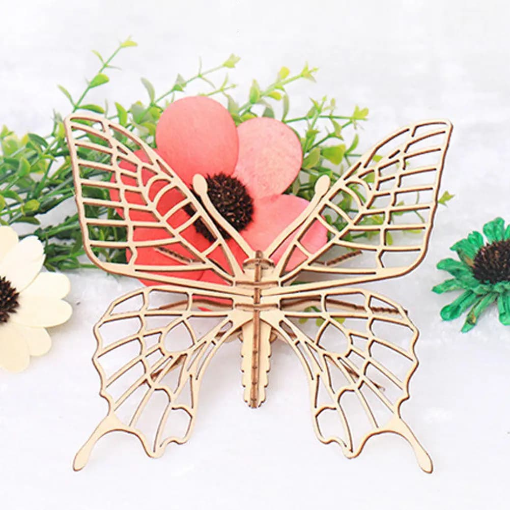 Set di 6 Puzzle 3D in Legno Naturale, Animali e Insetti, Gioco Educativo Fai-da-Te per Migliorare l'Osservazione, la Pazienza e la Creatività