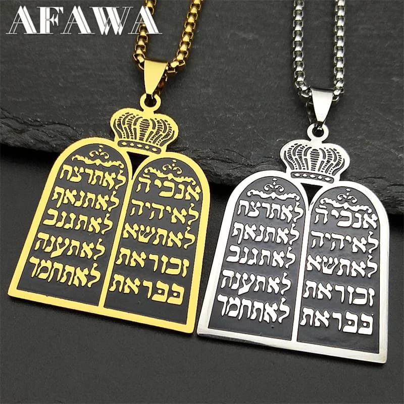 Torah ebraico Scroll Dieci Mandamenti Collane Uomo Donna Judaismo Acciaio inossidabile Preghiera ebraica Shema Israele Collana Gioielli