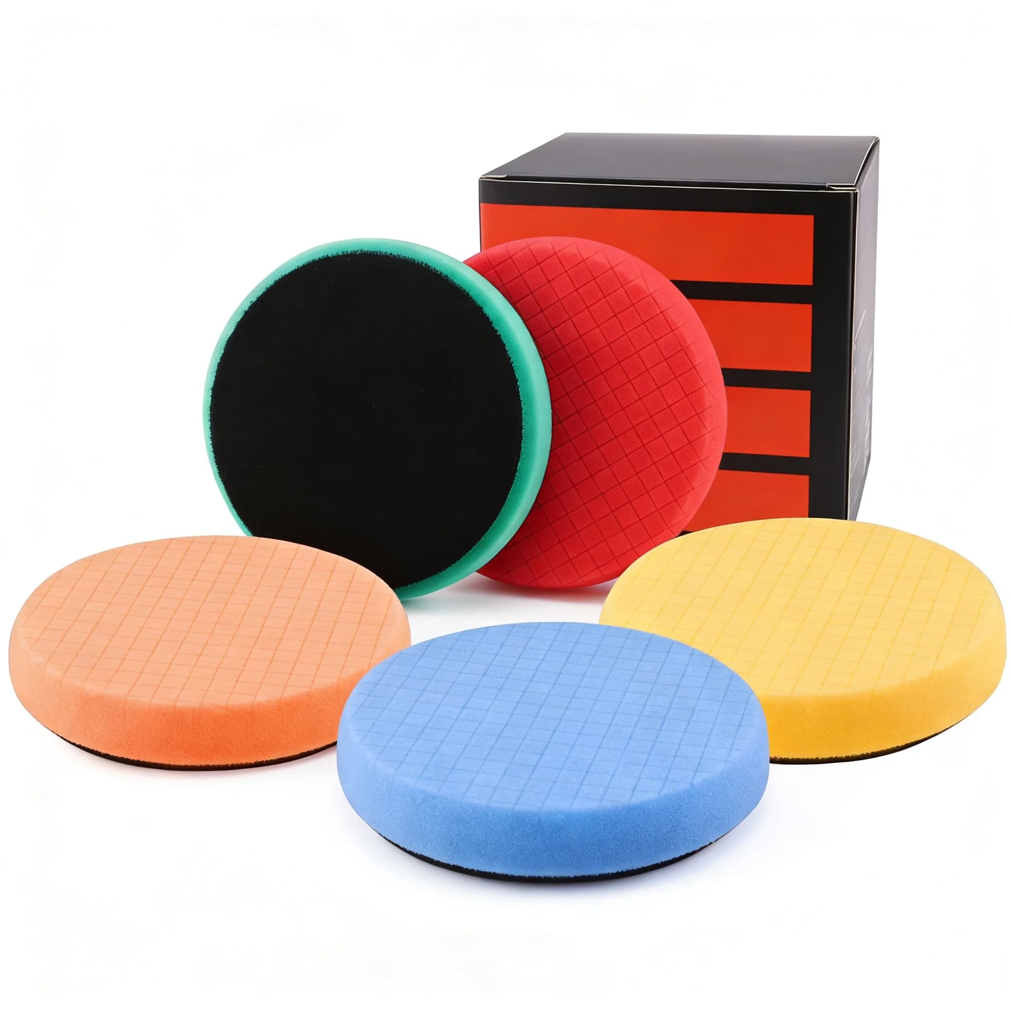 Set di spugne per lucidatura da 5 pezzi 80/125/150 mm, adatte per lucidatrici per auto/pad per lucidatura/luccidatrici a doppia azione RO/DA - SPPS6M5