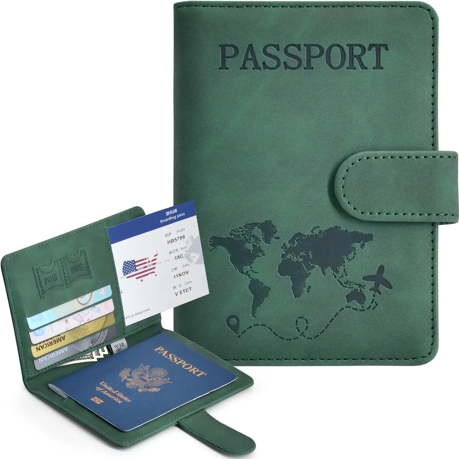 Porta Passaporto in Pelle con Blocco RFID, Custodia per Carte, Accessorio da Viaggio Essenziale per Donne