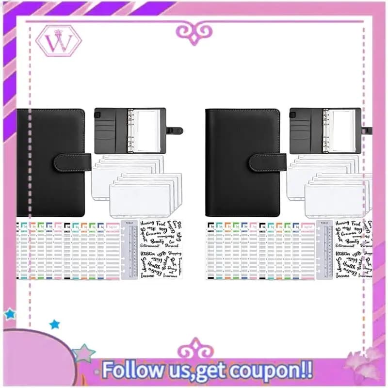 Portafoglio raccoglitore buste contanti 2X A6, taccuino pianificatore budget PU per budget contanti, portafoglio buste, raccoglitore risparmio denaro A