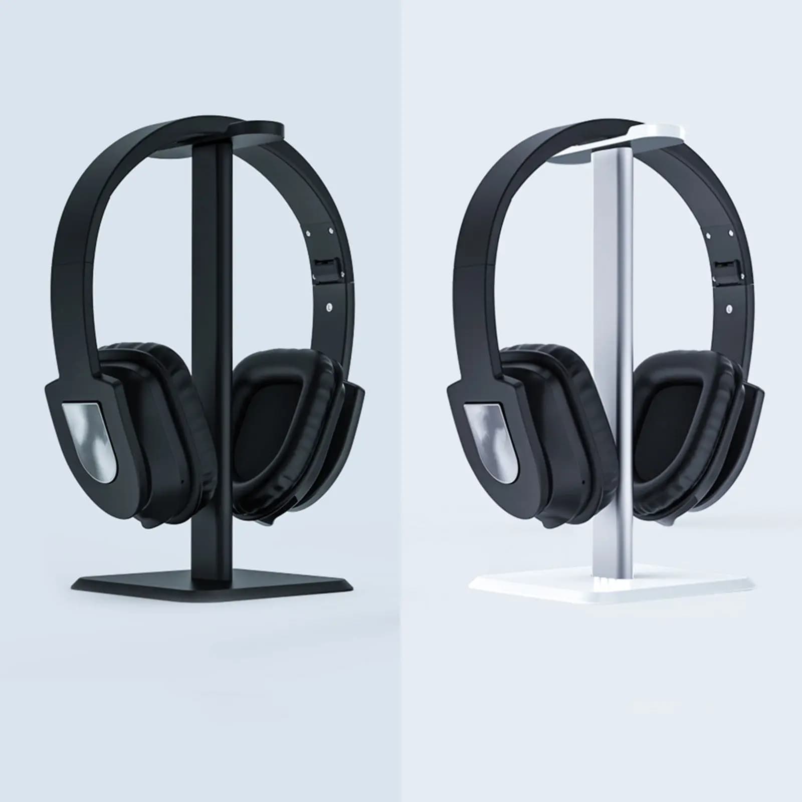 Headphone Holder Stand Black Aluminum Headband Desk Rack Headset Organizer Minimal Style for Office Laptop TV Monitor