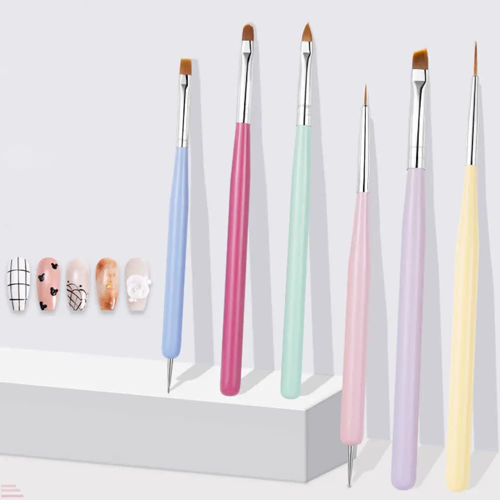 6Pcs Nail Art Pen Kit Stylish Compact Manicure DIY Drawing Tool for Women Girls Home Salon Gift Nail Gel Painting Brushes