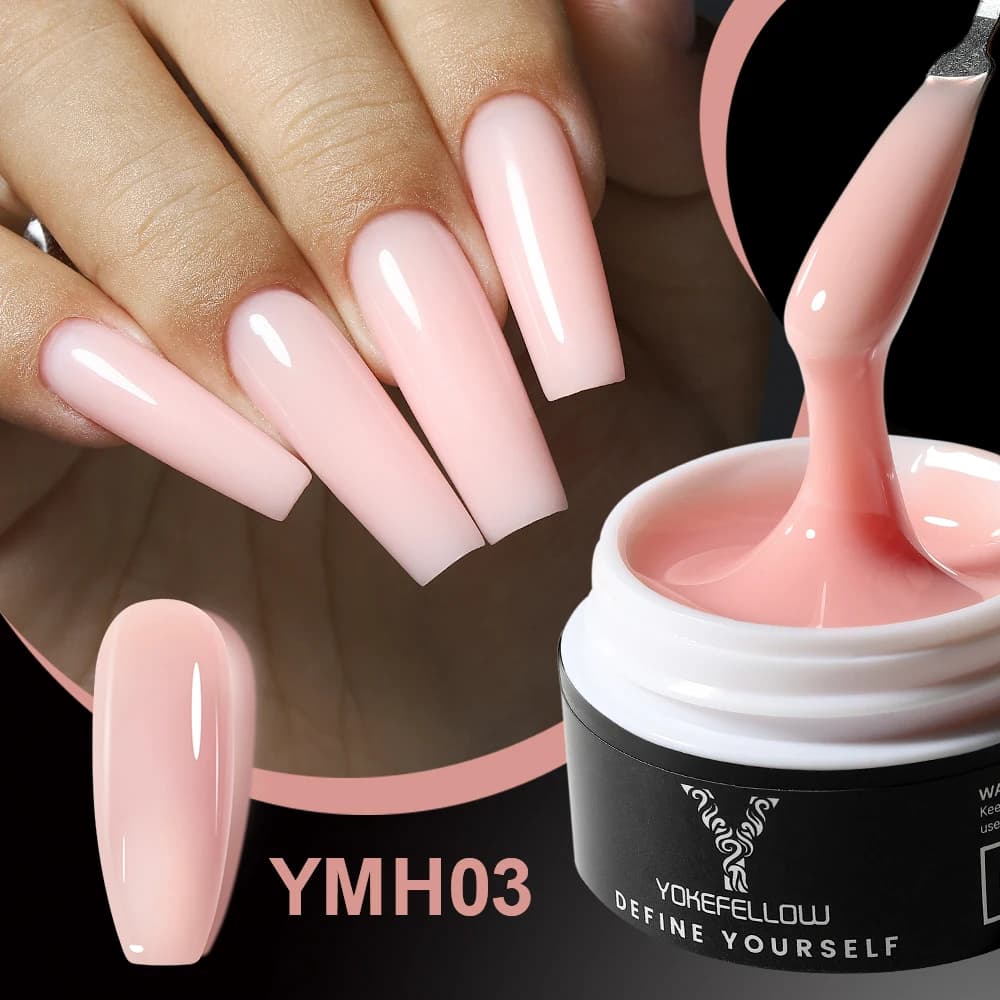 YOKEFELLOW Builder Gel per unghie 15g Gelatina Nude Rosa Gel duro per unghie Gel per estensione Smalto per unghie Gel rinforzante Poly Gel Nail Art