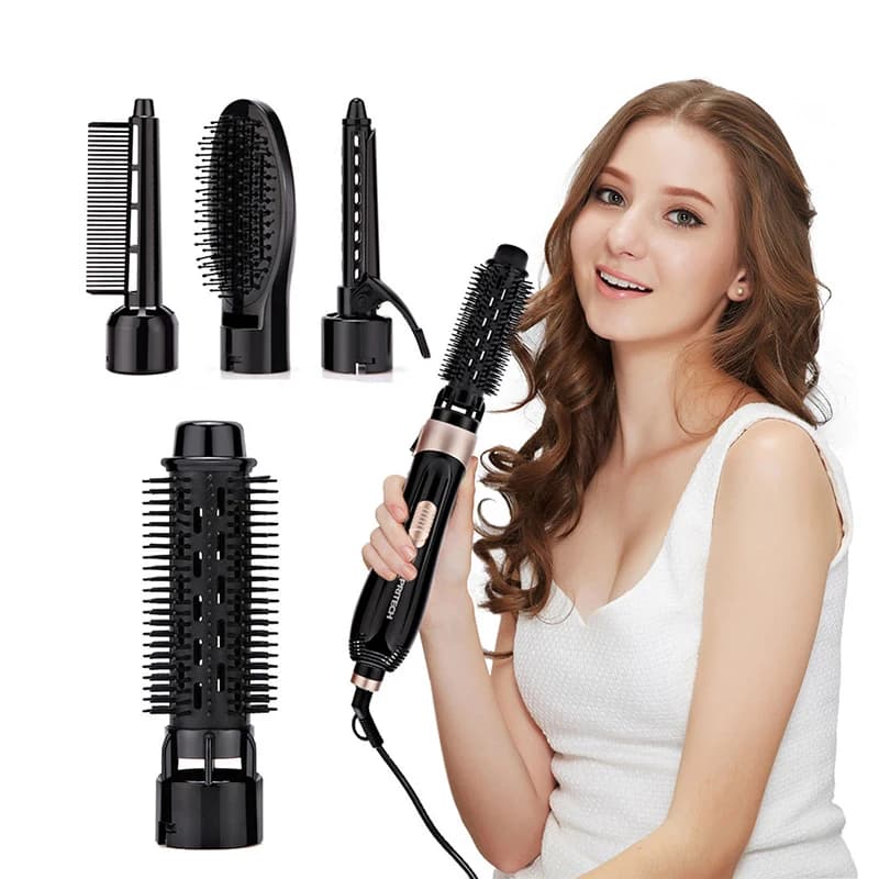 Negative Ion Hot Air Brush Multifunctional Hair Dryer Comb Straightener Curler Hair Care Styling Tool For Women